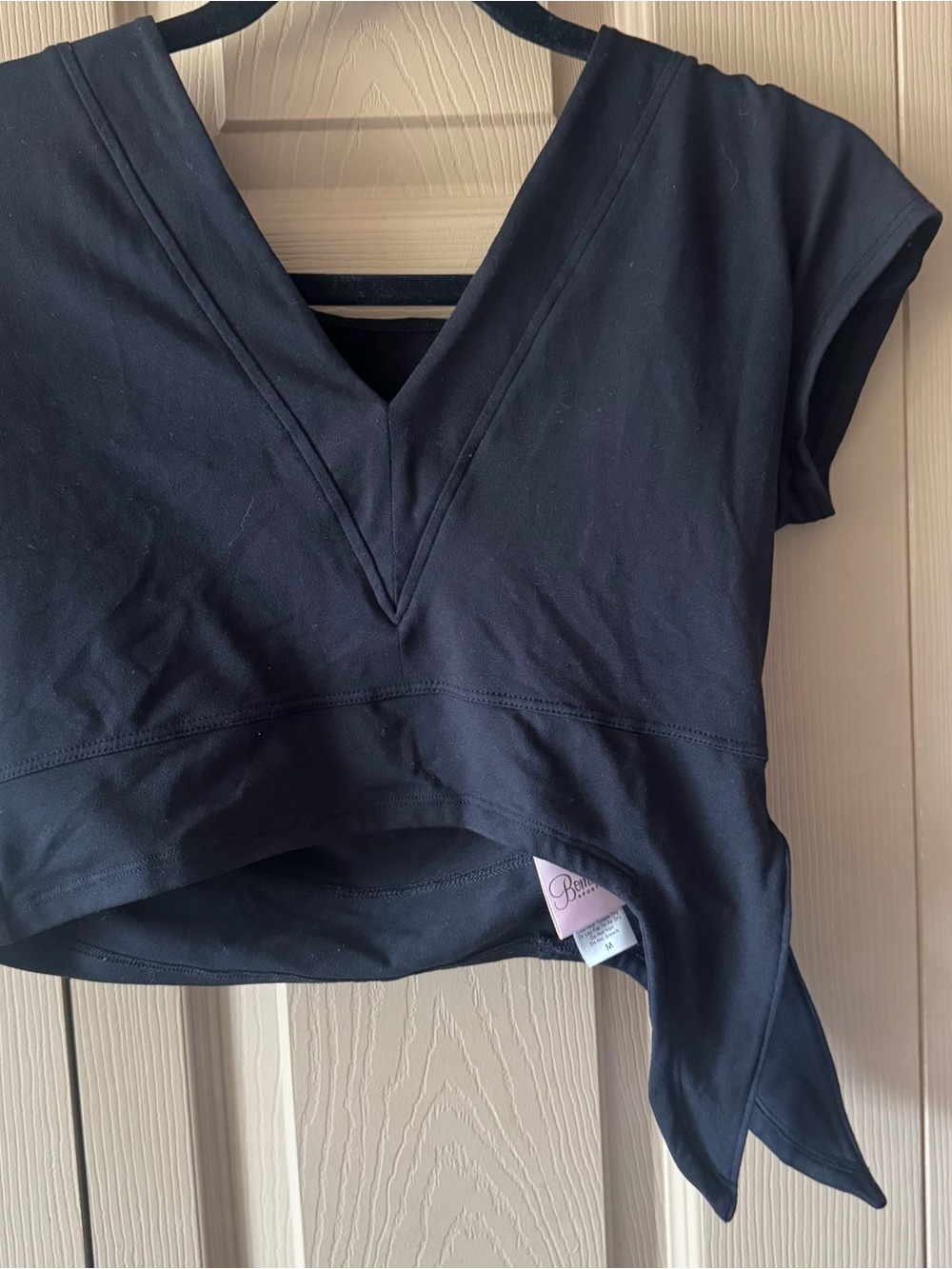 Bombshell Sportswear Black V-Neck Crop Top medium